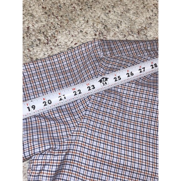 Johnston & Murphy Shirt Mens Medium Blue Brown White Plaid Button Up Cotton L - Picture 12 of 14